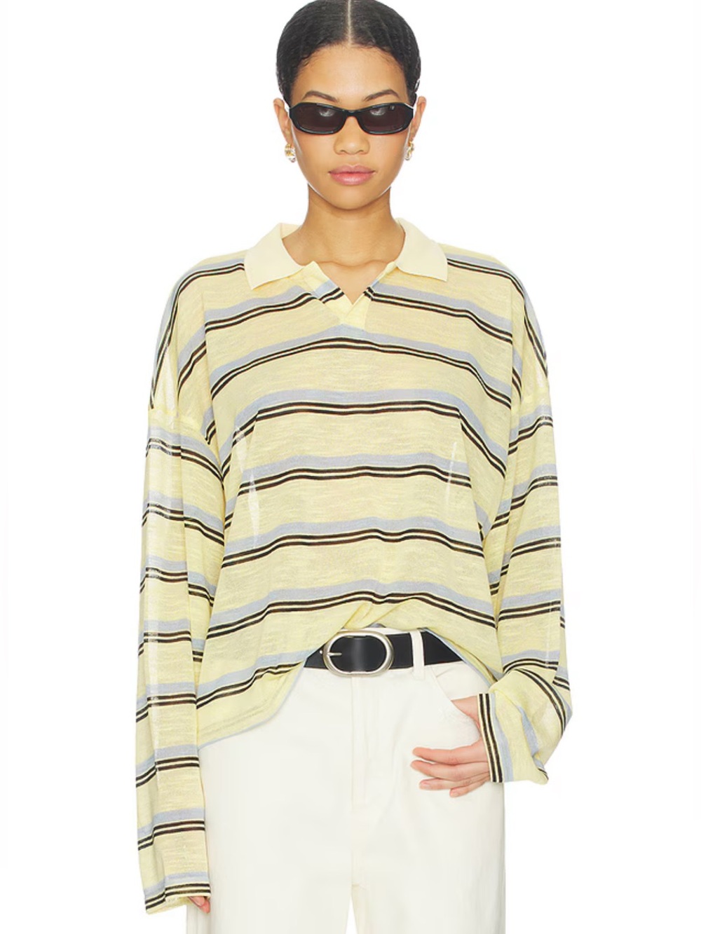 Lioness Rebels Jersey Striped Top in Honey Stripe Size XXS